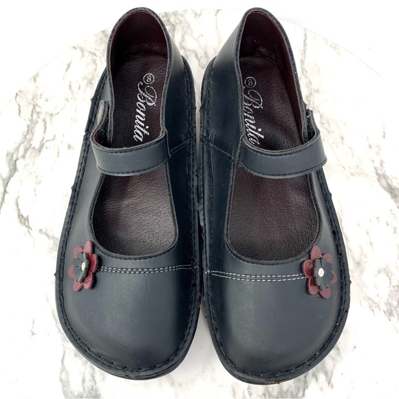 Bonita Flower Embellished Mary Jane Chunky Comfort Platform 7-7.5 Lagenlook - Picture 6 of 14